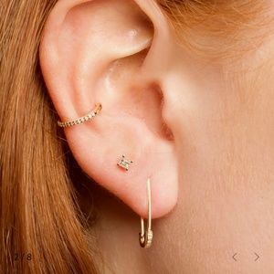 Stone & Strand safety pin 14k gold diamond earring